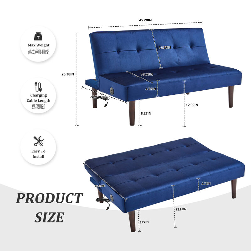 Merax Flannel Fabric Foldable Sofa Recliner Futon