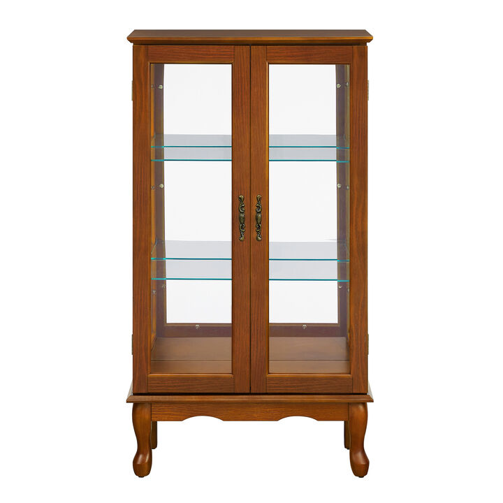 Curio Cabinet Lighted Curio Diapaly Cabinet With Adjustable Shelves And Mirrored Back Panel