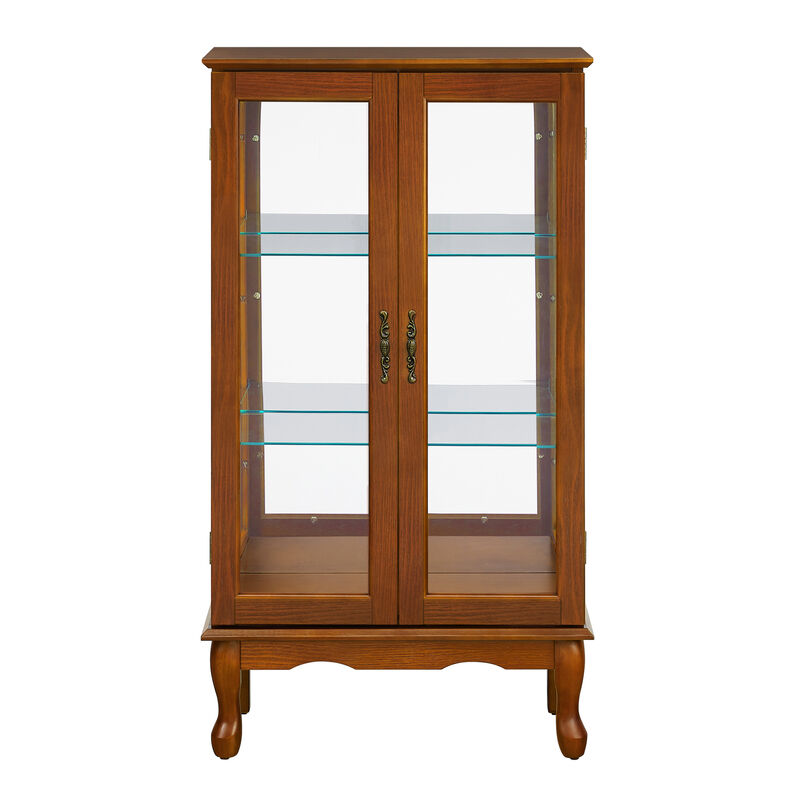 Curio Cabinet Lighted Curio Diapaly Cabinet With Adjustable Shelves And Mirrored Back Panel