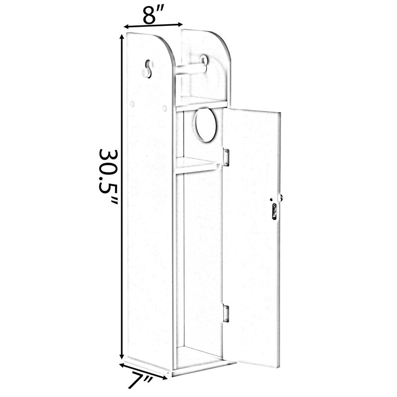 White Freestanding Bathroom Toilet Paper Roll Holder with Storage and Extra Slot For Tissue Roll