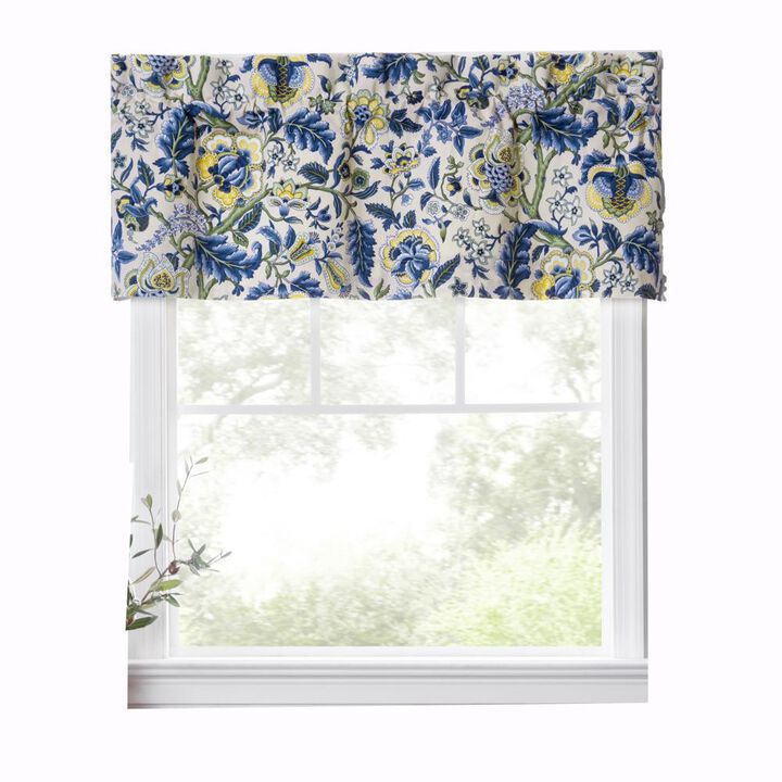 Ellis Curtain Regency Straight 3" Rod Pocket Valances for Windows 50" x 15" Blue