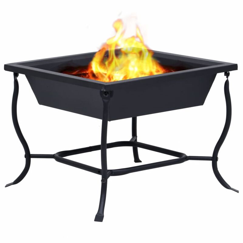 vidaXL Versatile Outdoor Fire Pit - Powder-Coated Steel Construction, Rust-Resistant, Lightweight, Easy Assembly, with Safety Guard & Wooden Poker - Perfect for Garden, Patio & BBQ - 16.5"x16.5"x1...