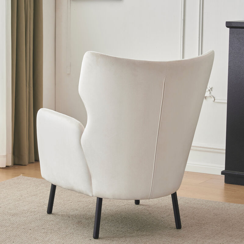 Merax Wing Back Velvet Accent Chair with Metal Legs