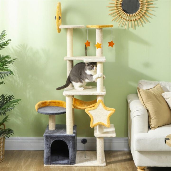 Cat Tree Multi-Level Cat Tower with Scratching Posts, Cozy Condo, Hammock, and Plush Perches for Indoor Cats