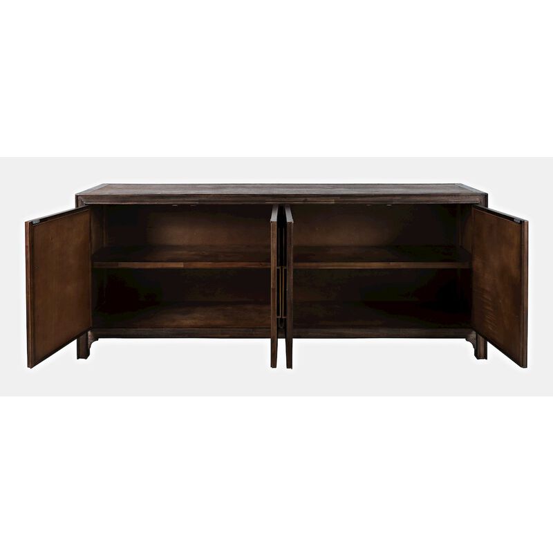 Jofran Gramercy Mid-Century Modern Chevron Four Door 79 Accent Cabinet