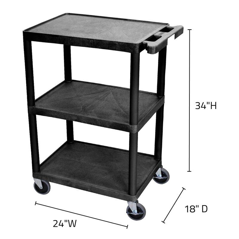 Luxor 3 Shelf Utility Cart Black