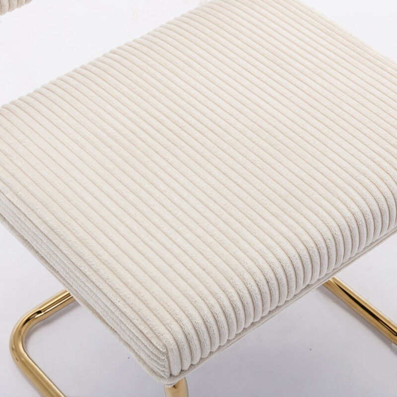 Corduroy Dining Chairs, Gold Base, Set of 2
