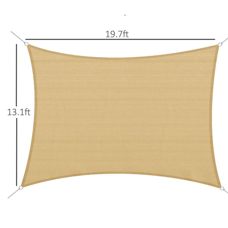 Desert Hue Sun Guard: 20x13ft D-Ring Rectangular Shade Sail for Yards