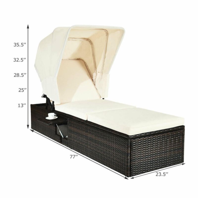 Hivvago Outdoor Chaise Lounge Chair with Folding Canopy