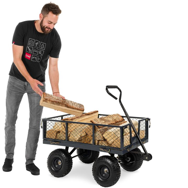 Heavy Duty Steel Garden Utility Cart Wagon with Removable Sides