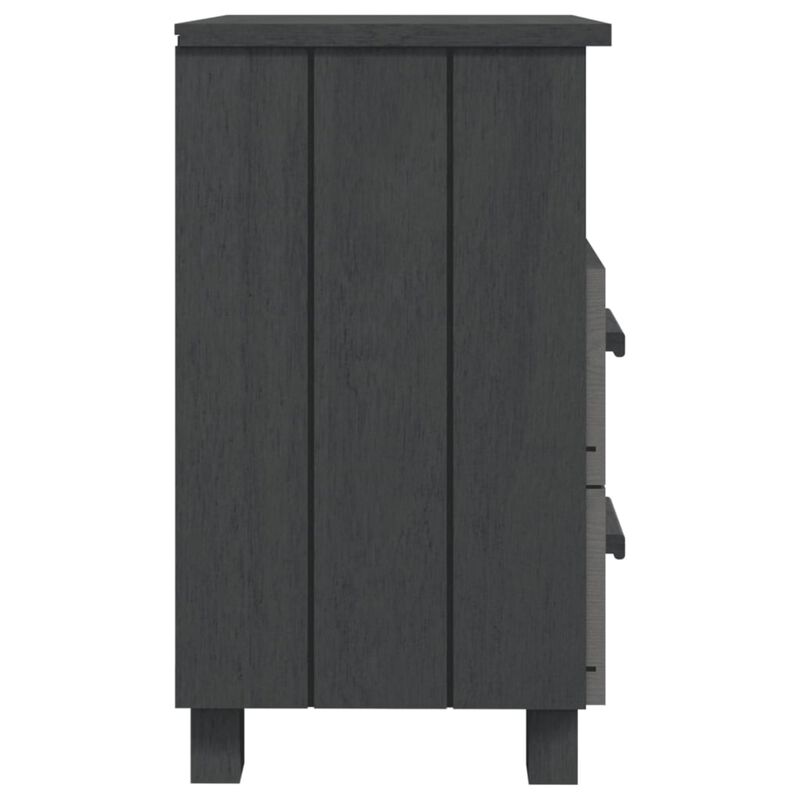 vidaXL Bedside Cabinets HAMAR 2-Piece Set, Dark Gray - Solid Pinewood and MDF, Rectangular Design with Storage Drawers, Durable Construction, Easy Assembly, Versatile Home Decor