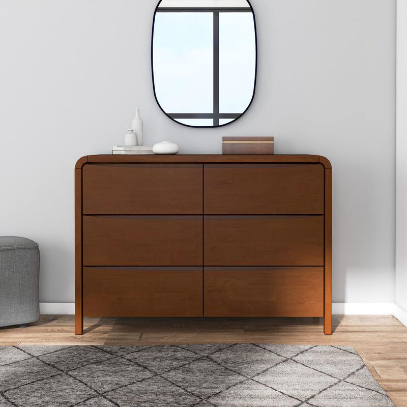 Ashcroft Furniture Co Lionel Mid Century Modern Solid Wood 6-Drawer Dresser