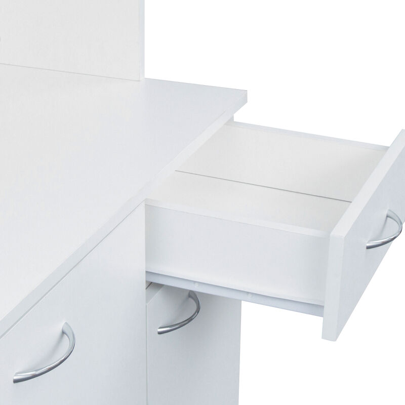 70.87" Tall Wardrobe & Kitchen Cabinet, with 6-Doors, 1-Open Shelves and 1-Drawer for bedroom, White