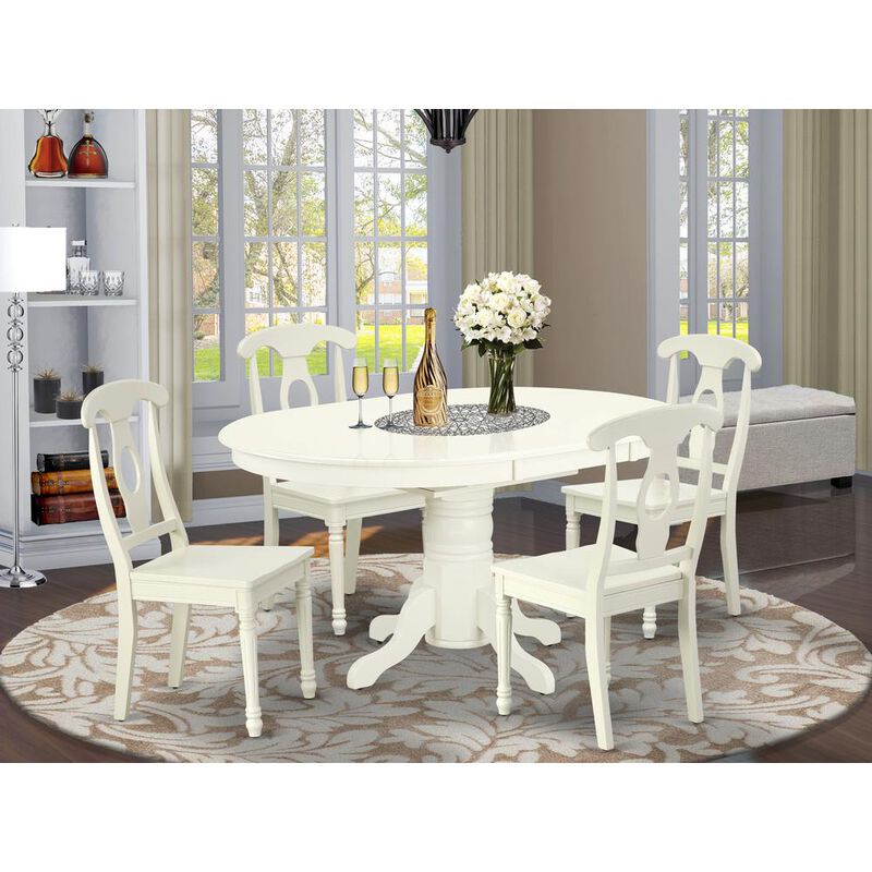 East West Furniture Dining Room Set Linen White, AVKE5-LWH-W