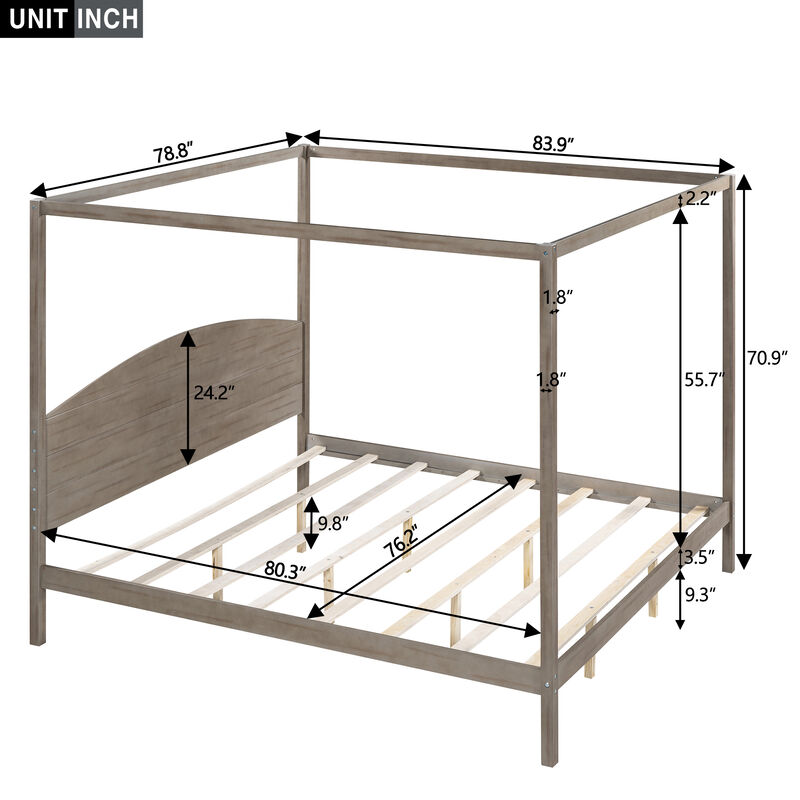 Merax Canopy Platform Bed with Headboard