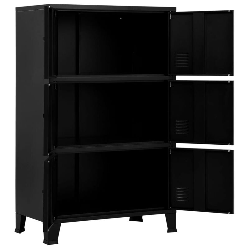 vidaXL Filing Cabinet with 6 Doors Industrial Black 29.5"x15.7"x47.2" Steel