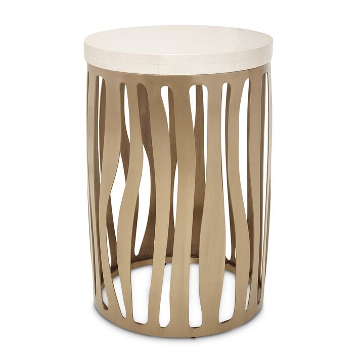 Michael Amini La Rachelle Round Chairside Table - Chardonnay