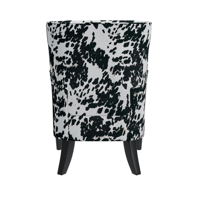 HL Home Furnishings Shelter High Back Wingback Chair in Velvet Black Cow Print