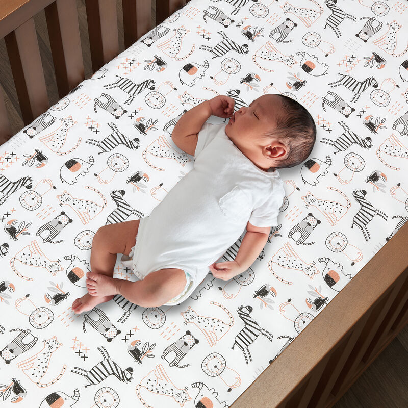 Lambs & Ivy Patchwork Jungle Animals 4-Piece Nursery Baby Crib Bedding Set