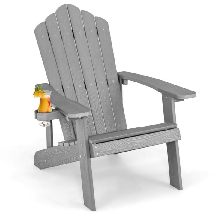 Hivvago Weather Resistant HIPS Outdoor Adirondack Chair with Cup Holder