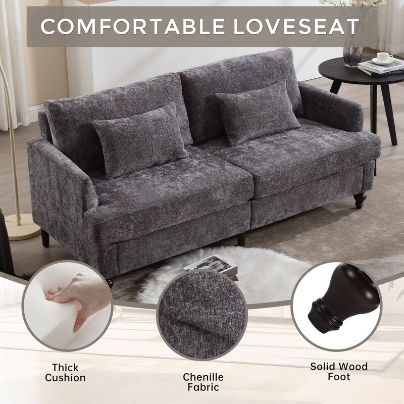 Mondawe Mid Century Chenille Fabric Loveseat Sofa, 2-Seat Upholstered Modern Couch