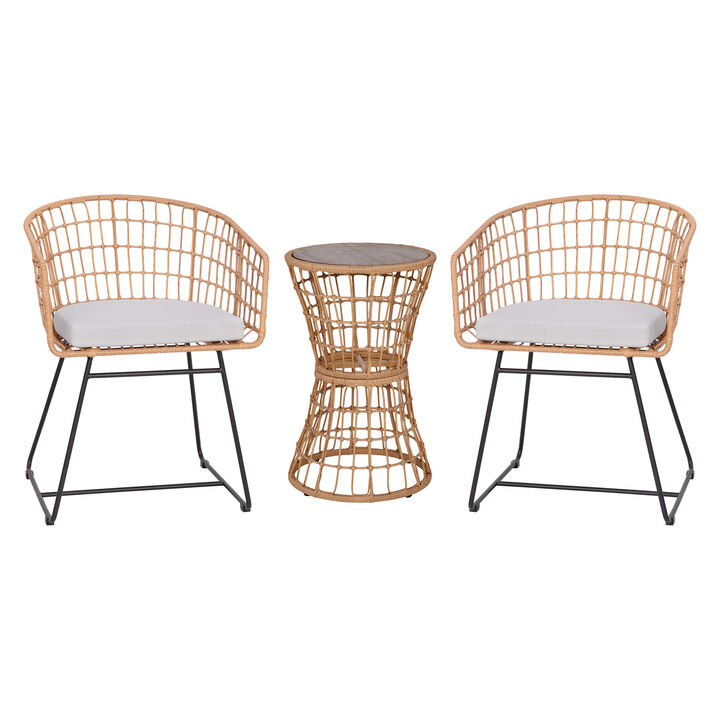 3PC Natural Rattan Bistro Set