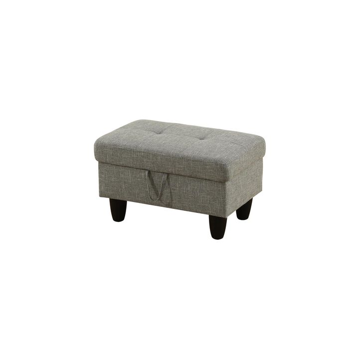 28.5 in. W Yellowish Gray Linen Rectangle Ottoman with Storage
