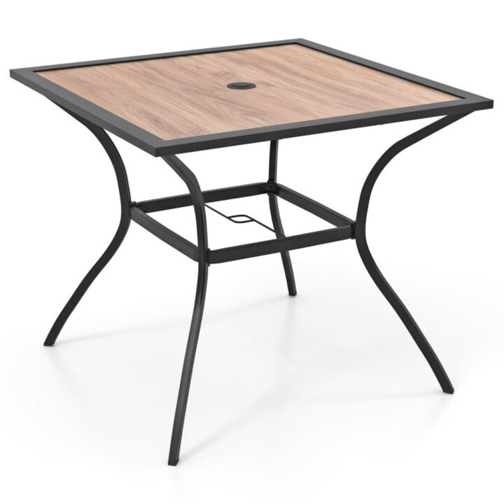 Hivvago Patio Dining Table for 4 Square Bistro Table with Umbrella Holes