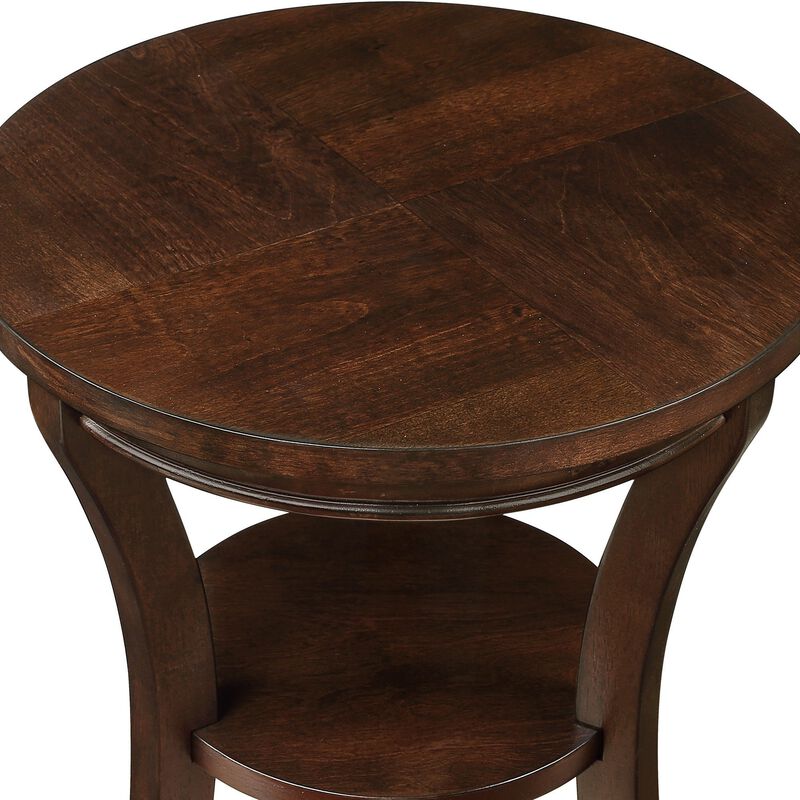 Small Round End Table with Open Shelf, Wood Accent Table for Living Room & Bedroom