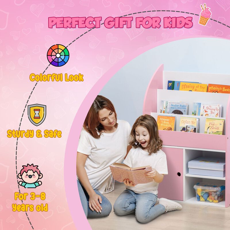 Pink Children's Storage: Bookshelf & Toy Organizer Cabinet