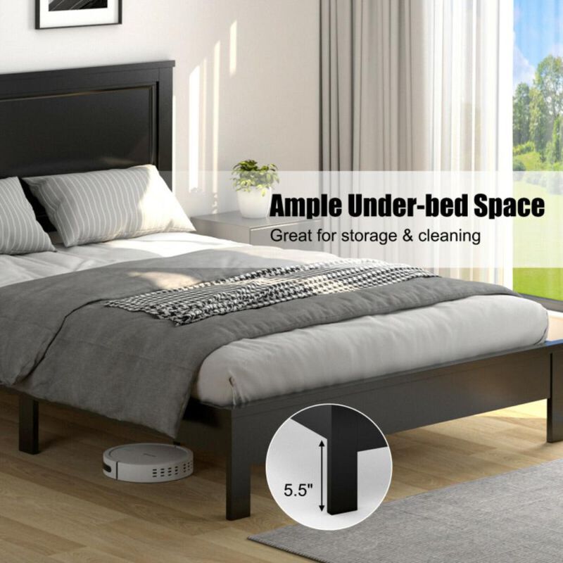 Hivvago Full Size Platform Slat Bed Frame with High Headboard