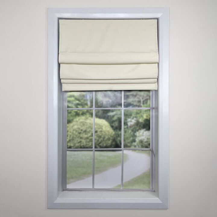 Versailles Augustus Cordless Roman Blackout Shades For Windows Insides/Outside Mount 38" x 63" Ivory