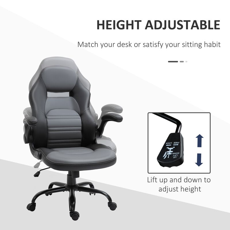 Gamer's Throne: Swivel Racing Chair with Flip-Up Armrest