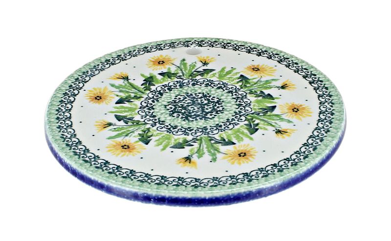 Blue Rose Polish Pottery Dandelion Trivet