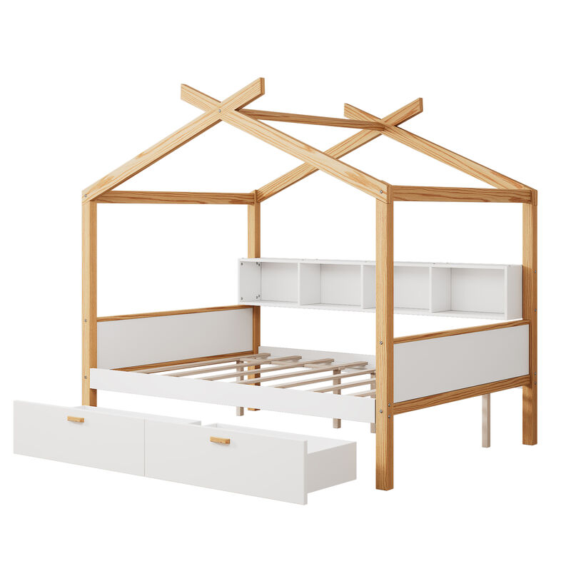 Merax House Bed Frame with 2 Storage Drawers