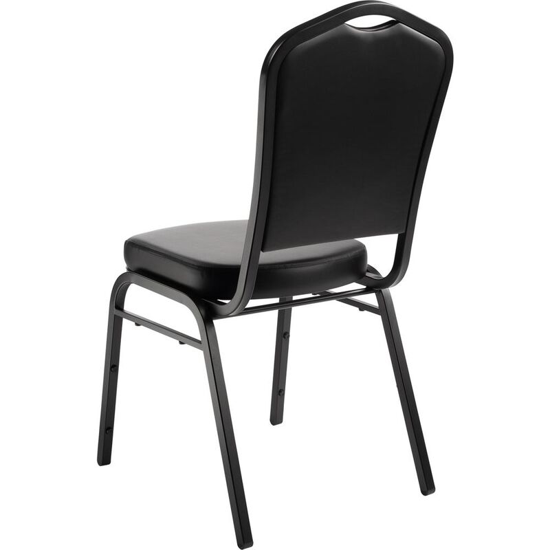 NPS® 9300 Series Deluxe Vinyl Upholstered Stack Chair, Midnight Blue Seat/Silvervein Frame