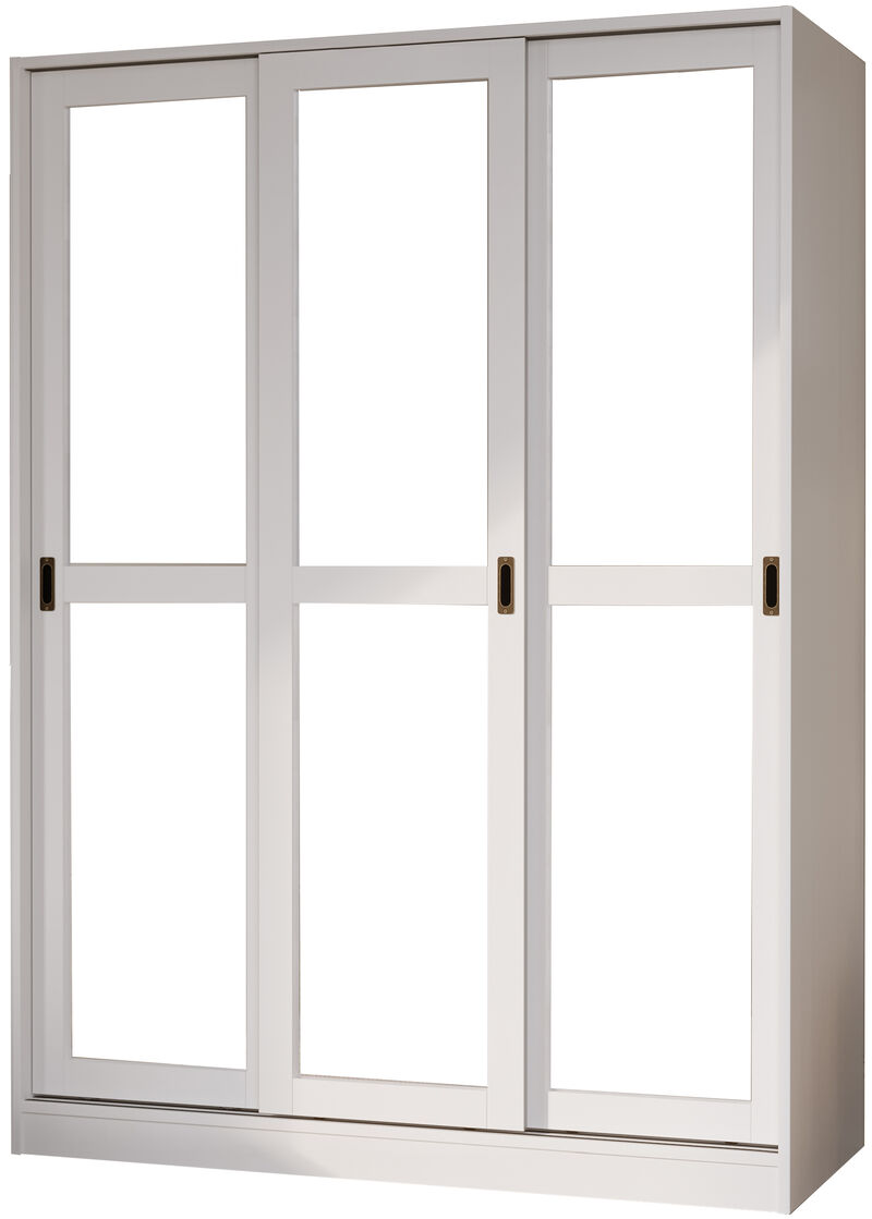 100% Solid Wood 3-Sliding Door Wardrobe with Mirrored Doors