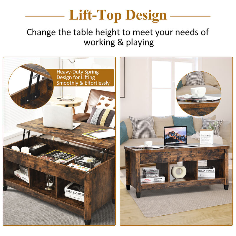 Lift Top Coffee Table with Hidden Storage Compartment