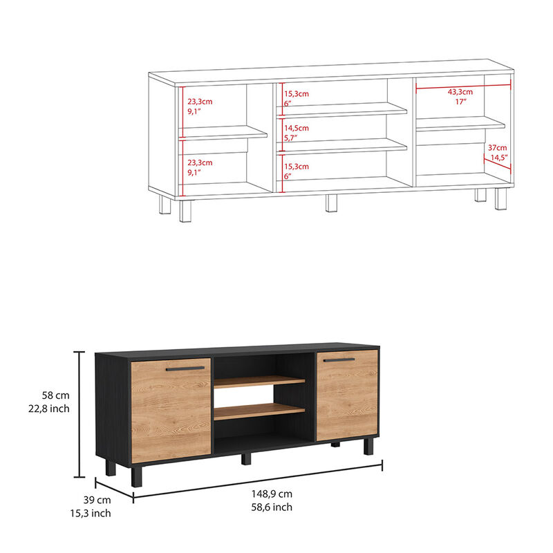 Tv Stand For Tv´S Up 55" Washington, Living Room, Black / Pine