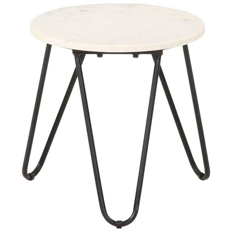 vidaXL Coffee Table White 15.7"x15.7"x15.7" Real Stone with Marble Texture