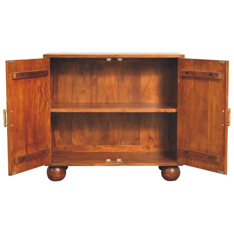 Chestnut Carved Solid Wood 2 Door Ball Cabinet