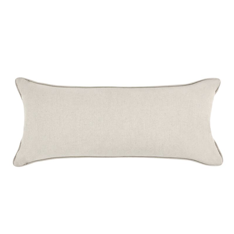 Lumbar Throw Pillow, Flower Design, 16x36 Inch Multicolor Cotton Linen - Benzara