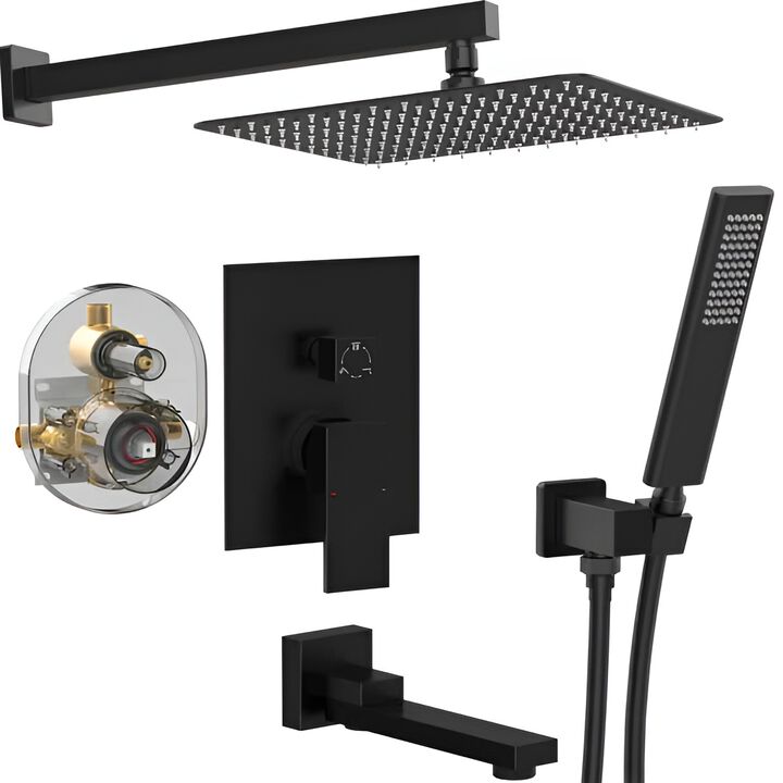 Bathtub Shower Faucet Set,  Rain Shower System with Waterfall Tub Spout