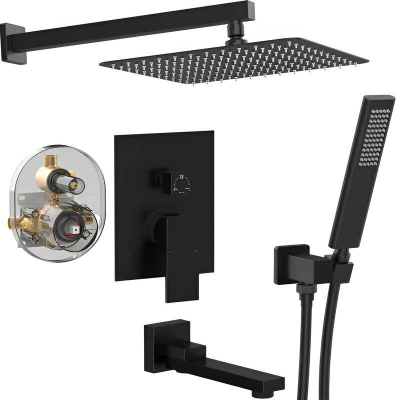 Bathtub Shower Faucet Set,  Rain Shower System with Waterfall Tub Spout