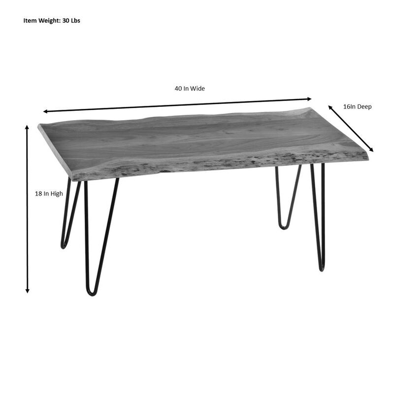 Carolina Living Seti Live Edge Coffee Table/Bench - Elm Top - Gold Base