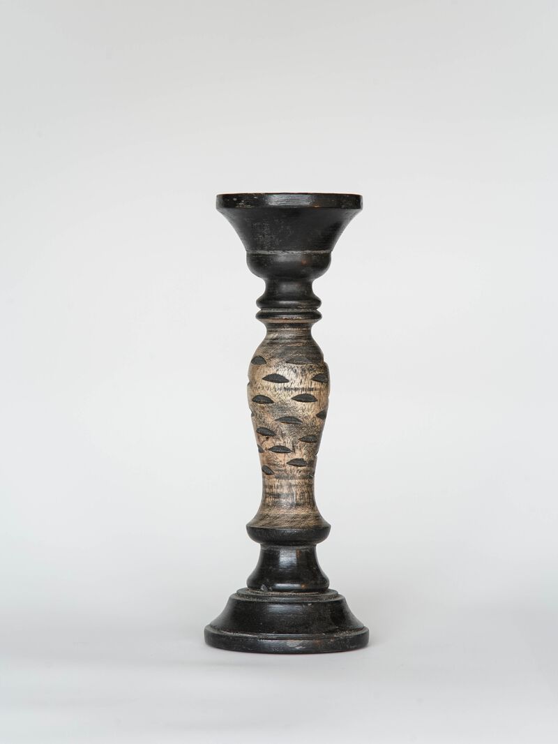 Traditional Dark Polish Eco-friendly Handmade Mango Wood Set Of Three 6",9" & 12" Pillar Candle Holder BBH Homes