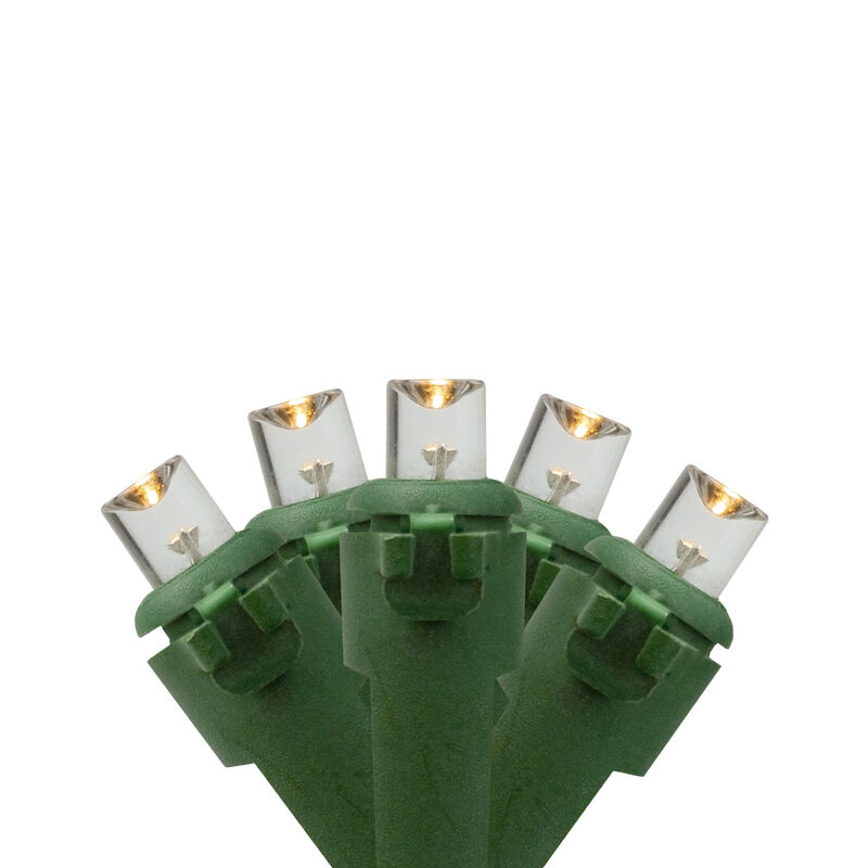 20 Battery Operated Warm White Wide Angle LED Christmas Lights - 9.5 ft  Green Wire