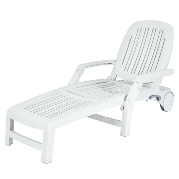 Hivvago Adjustable Patio Sun Lounger with Weather Resistant Wheels