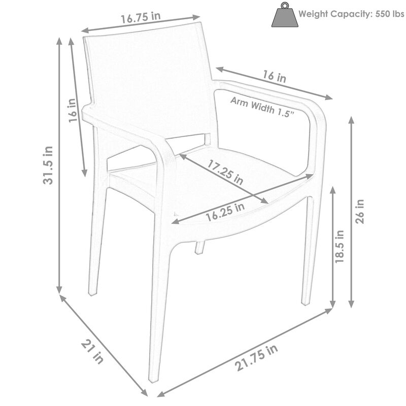 Sunnydaze Landon Plastic Patio Dining Armchair