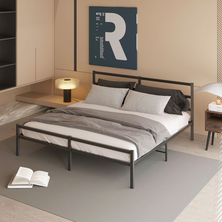 Streamdale King Metal Platform Bed Frame with Headboard